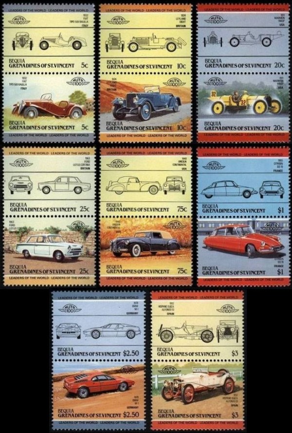 1985 Leaders of the World 2nd Series Automobiles Stamps 1985 Leaders of the World 2nd Series Automobiles Stamps